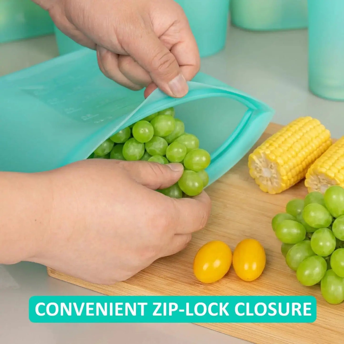 Reusable Silicone Bags | Stand Up Zip Lock | Freezer Safe | 4 Med 4 Sm 4 XS