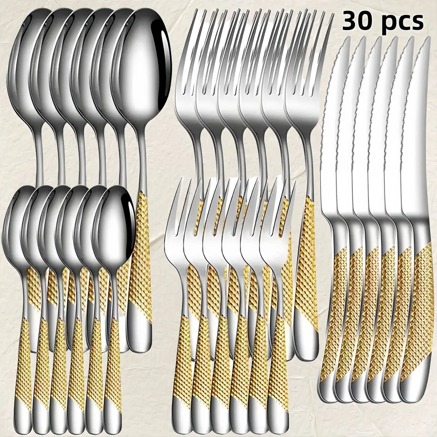 30pcs Diamond Star Cutlery Set Dinner Knife/Fork/Spoon Included for Women Wedding Party Table Setting Christmas Gift from PriceLows™