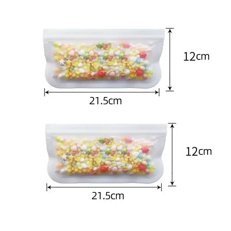Silicone Food Storage Bags | Stand Up Zip | Leakproof Reusable | 1/2/3/4 Pcs