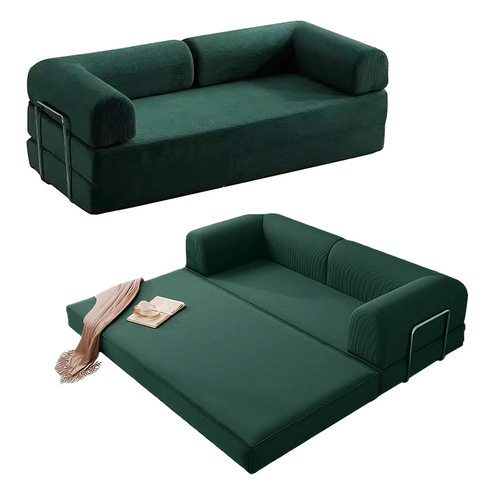 Convertible Sofa Bed | 79 Inch | Corduroy Folding Sleeper | No Assembly Needed