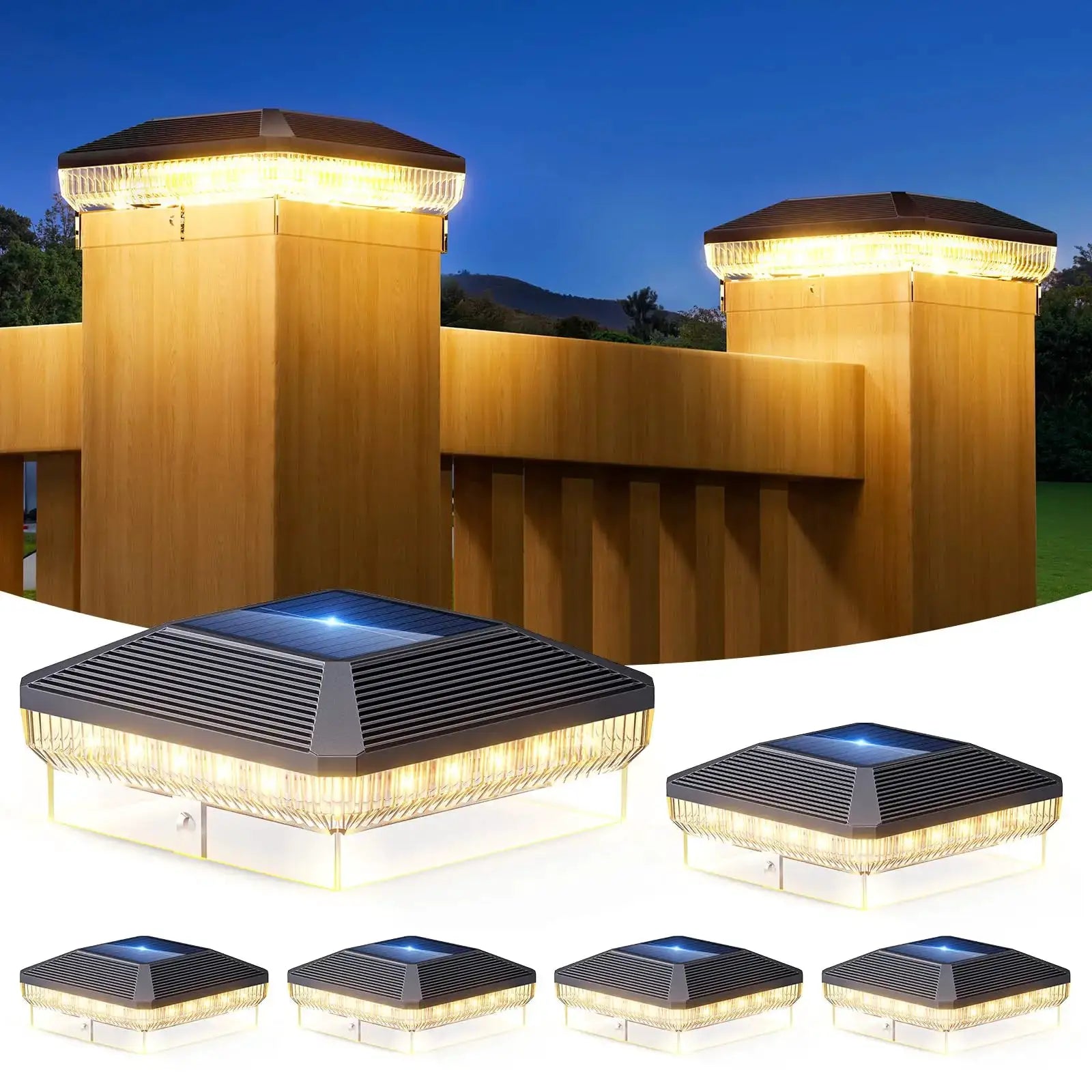 6/12 Pack Solar Post Cap Lights Outdoor with 3 Modes, 40 LEDs 4x4 Fence Post Solar Lights Outdoor Waterproof, 30 Lumens Fence Deck Post Lights Solar Powered for 4x4 3.5x3.5 Vinyl Wooden Post from PriceLows™