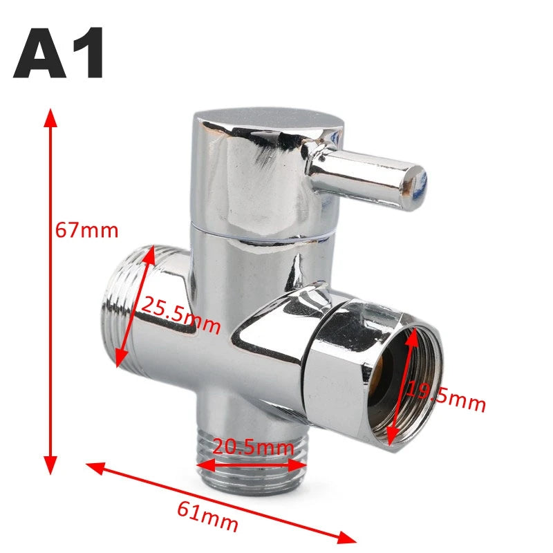 Shower Diverter Valve | 3-Way Brass | G1/2 G3/4 Threads | Shower Arm Adapter