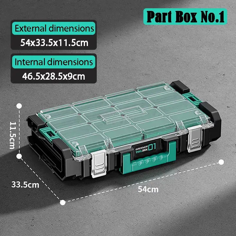 GREENER Hardware Storage Box Large Capacity Toolbox Portable Stackable Tool Organizer Boxes Free Combination Handheld Toolbox from PriceLows™