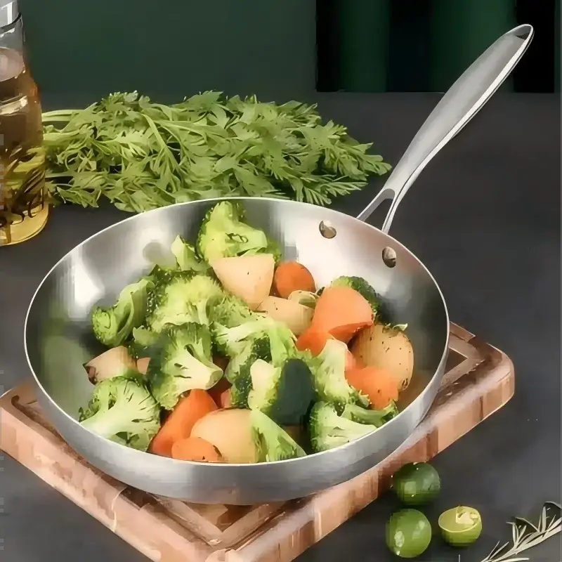 Stainless Steel Frying Pan | 304 Stainless Steel | Induction And Gas Compatible