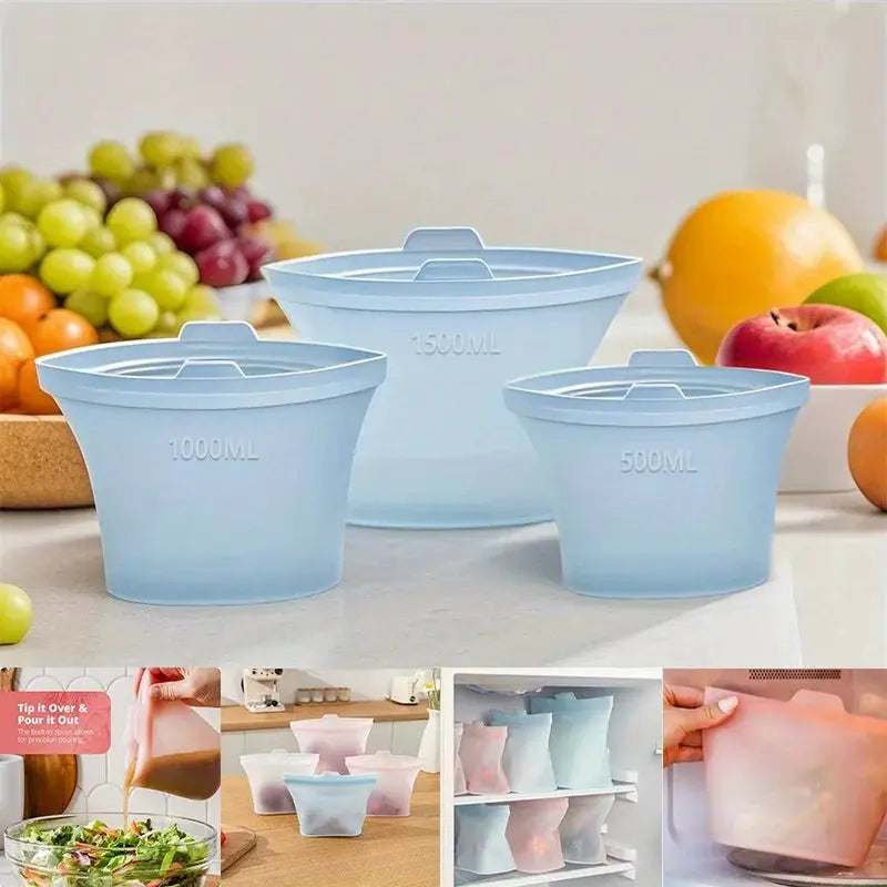 Reusable Silicone Food Storage Bags | Stand Up Zip | Dishwasher Safe | One Size