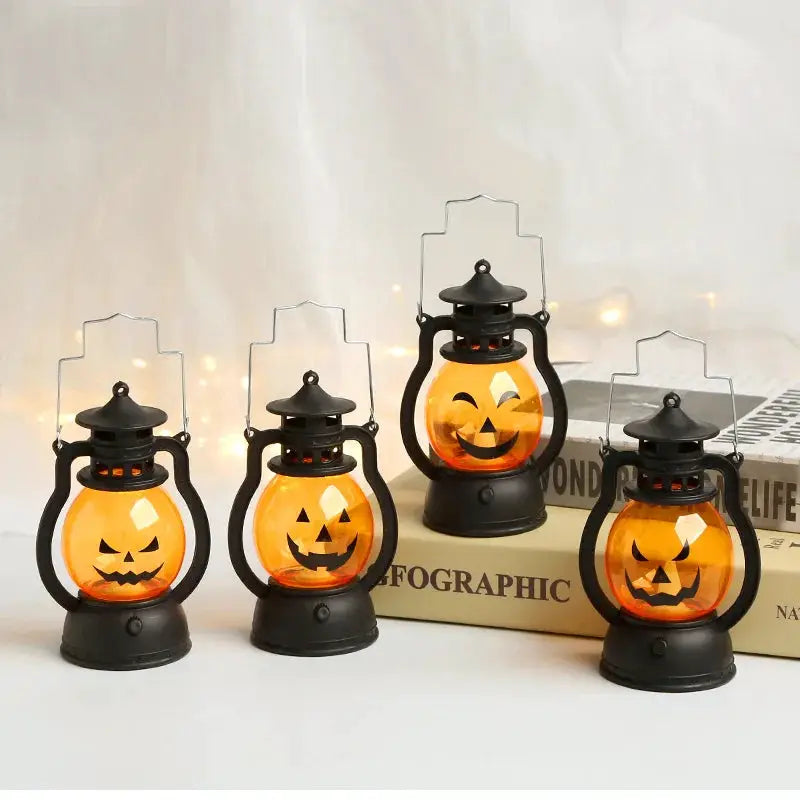 Halloween Pumpkin Light | Plastic Shell | Ghost Accent Glow | Mini Size