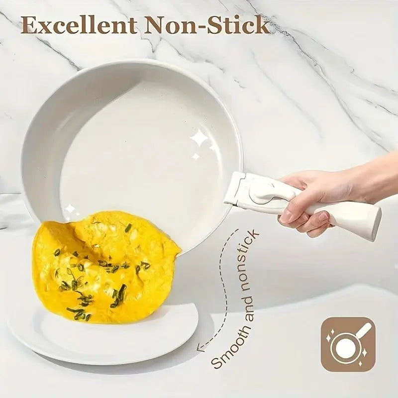 White 15pcs Non-Stick Pot And Pan Set, Kitchen Cookware with Removable Handle, PFAS And PFOA Free, Kitchenware, Mother'S Day Gif from PriceLows™