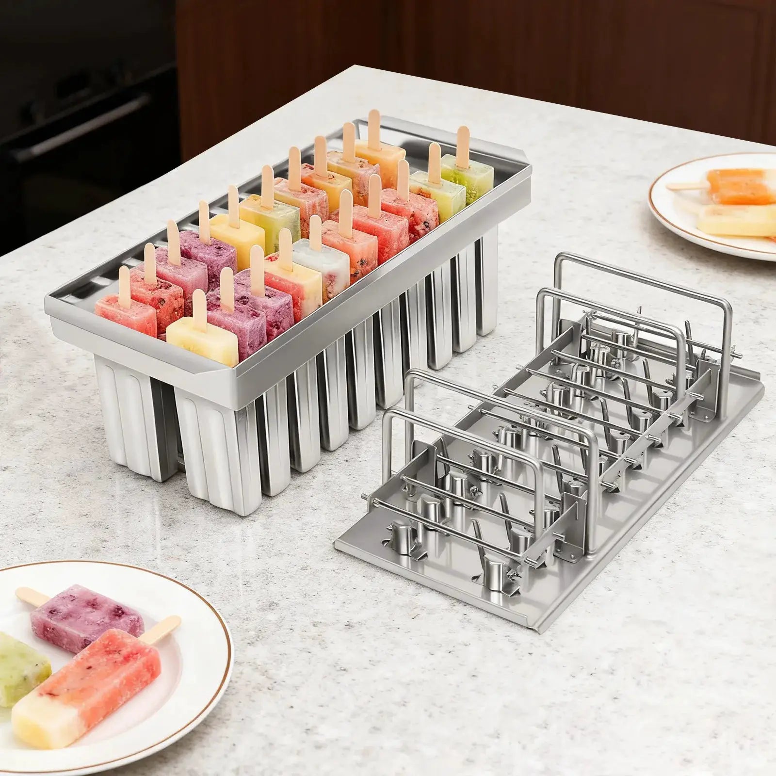 Food Grade Stainless Steel Ice Cream Mold 20 Cavity 3oz Popsicle Mould with Lid for Homemade DIY Ice Lolly from PriceLows™