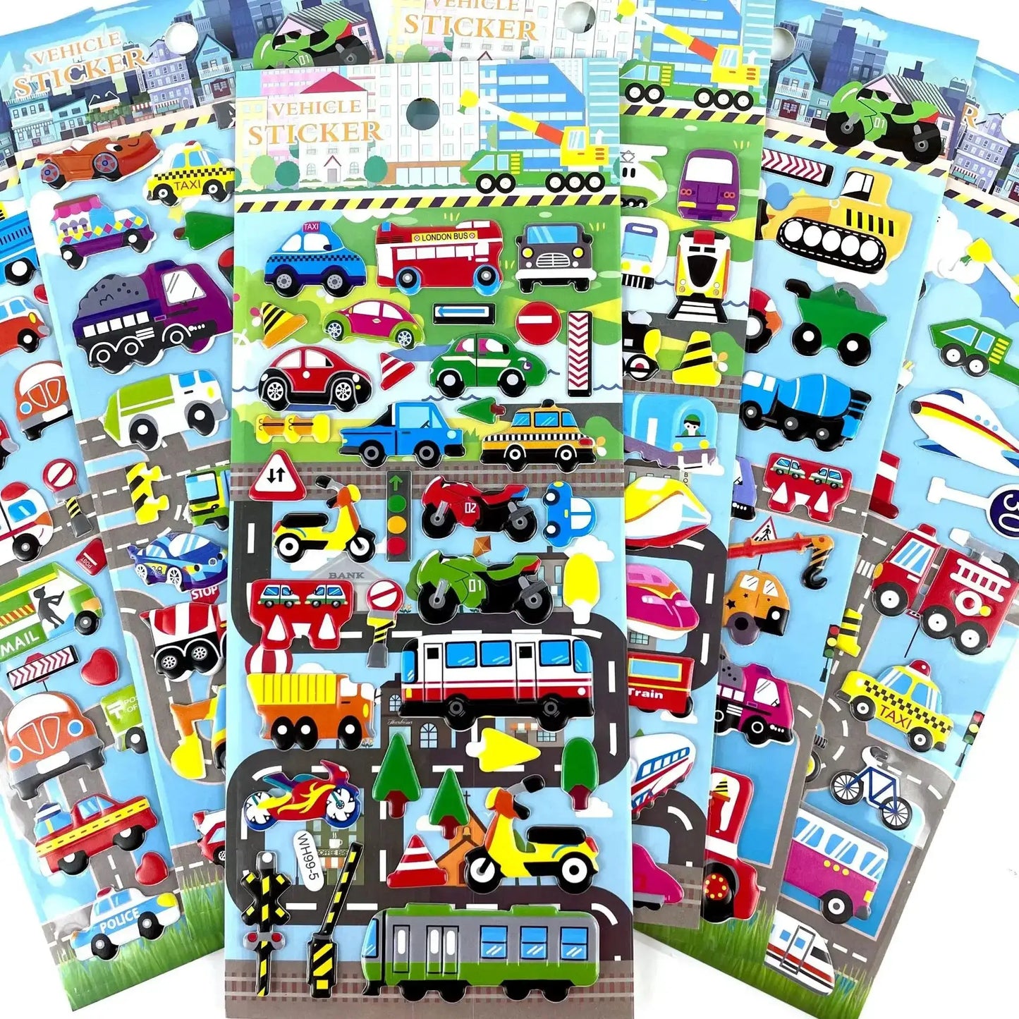 6 Sheets 3D Bubble Sticker Car Truck Plane Traffic Waterproof Cartoon Anime Stickers For Girl Boy Kids Funny Educational Toys from PriceLows™