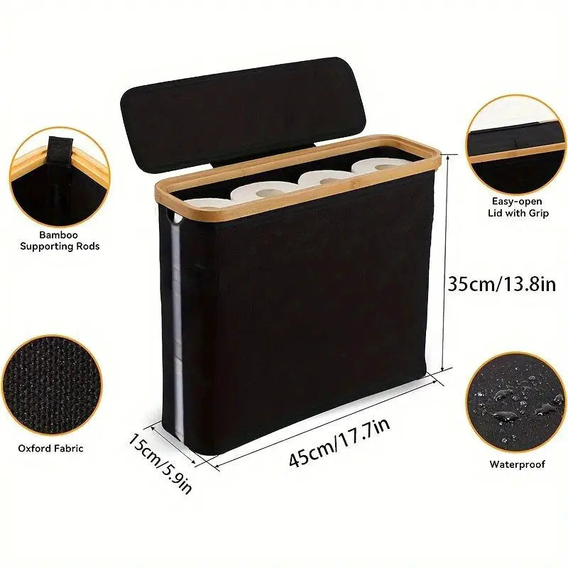Toilet Paper Storage Basket | With Lid | Transparent Window | One Size