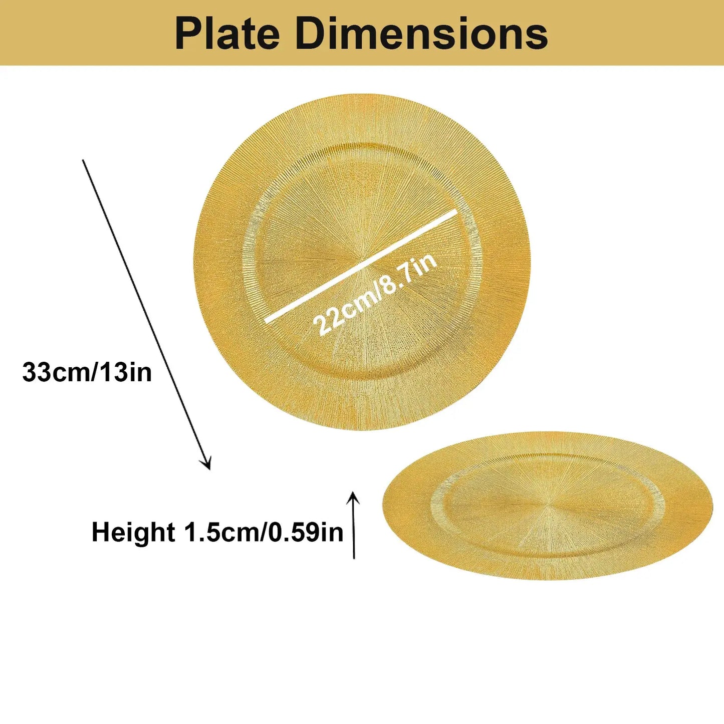 13 Inch Gold Chargers Plates, 100 Pieces Golden Charger Plate, Party Plate, Dinner Plate, Decorative Charger Plates, Tableware Dish for Wedding, Events, Holidays, Parties from PriceLows™