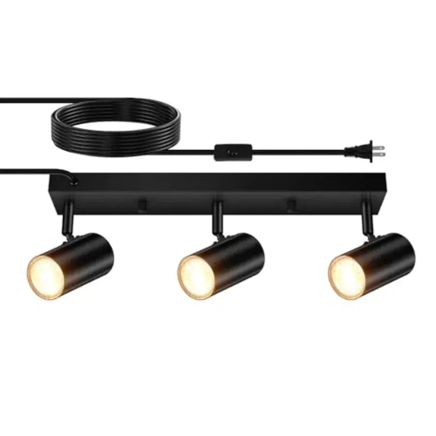 3 Light Track Lighting Kit, 3 Way Flexible Plug in Ceiling Spotlight, Industrial LED Wall Light for Kitchen Cabinet Gallery Bar from PriceLows™