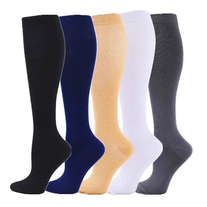 Compression Socks | 20-30 MmHg | Crew Length | 5 Pairs Nylon