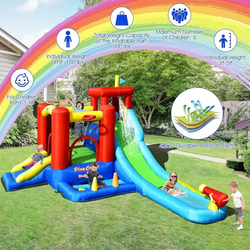 9-in-1 Inflatable Water Slide Bounce House without Blower from PriceLows™