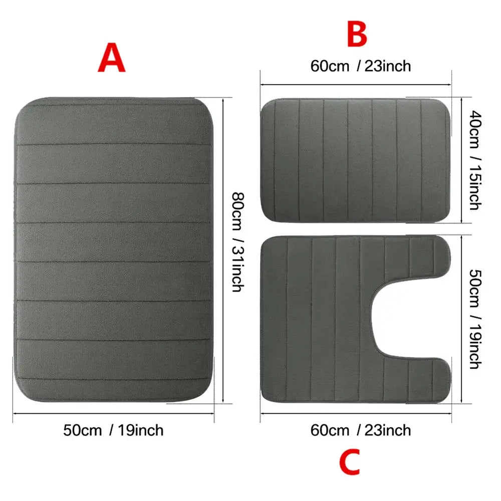 1/2/3pc Set Memory Foam Bath Mat Bathroom Anti-skid Carpet Quick Water Absorption Machine Washable Soft Comfortable Floor Rug from PriceLows™