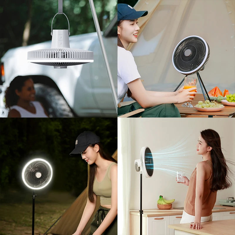 Outdoor Camping Fan | 10000mAh Battery | LED Lighting | 11 Inch