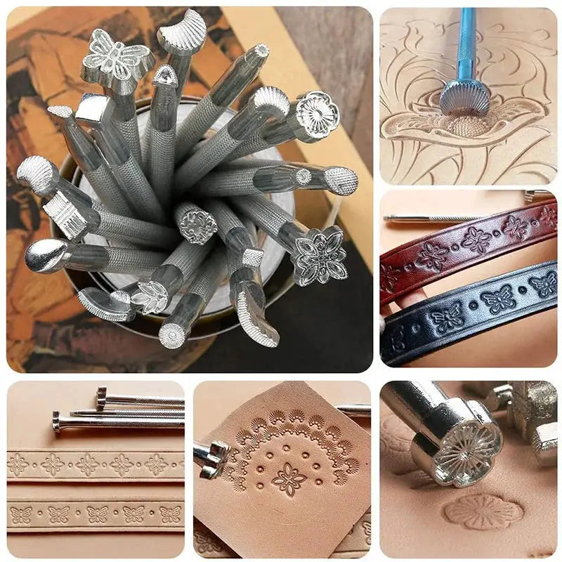 Craftsmanship DIY Leather Tools Leather Carving Printing Tools 20 piece set Printing Punching Leather Leather Bag Carving Knocki from PriceLows™