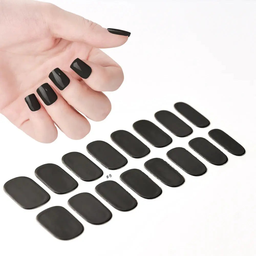 1Pcs Semi-Cured UV Gel Nail Sticker Pure Color Full Cover Waterproof Long-lasting Nail Strips 16Tips DIY Nail Polish Stickers *& from PriceLows™
