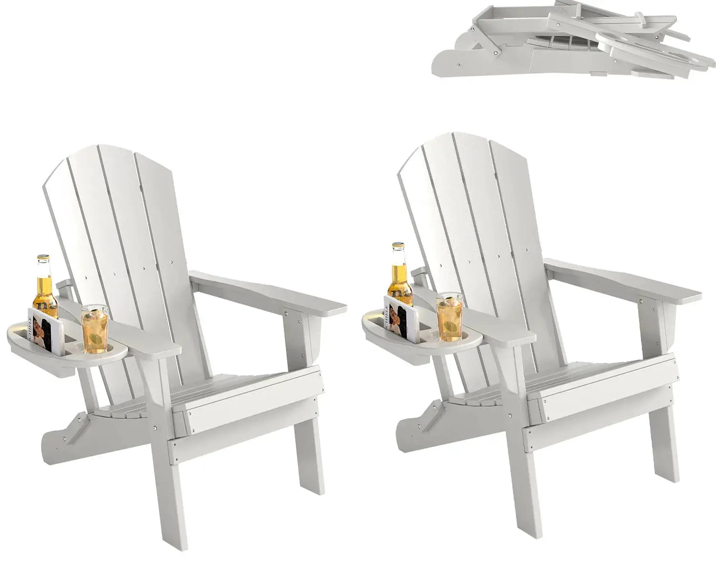 FOOWIN 1/2pcs Folding Adirondack Chair Weather Resistant HDPE Plastic Cup Holder Outdoor Patio Garden Fire Pit Deck Lawn from PriceLows™