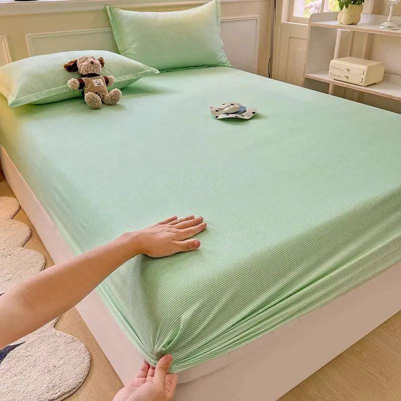 100% Polyester Fitted Sheet Stripe Style Bed Cover Skin-friendly Mattress Cover Sabanas Adults Kids Bed Sheets (No Pillowcase) from PriceLows™