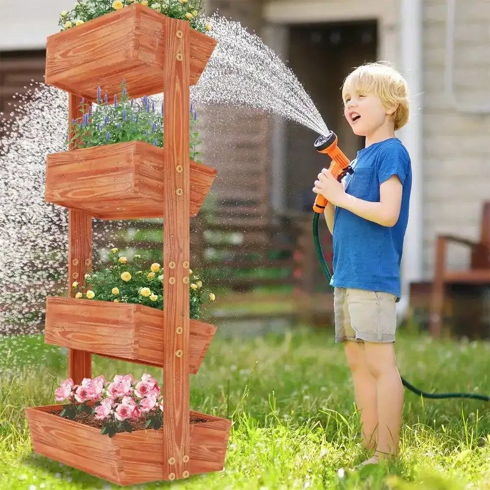 4 Tier Wooden Ladder Garden Bed Stand Extre Large Elevated Planter Fruit Box from PriceLows™