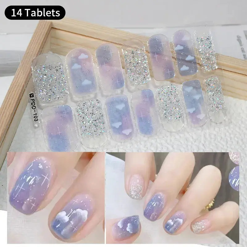 Full Cover Nail Stickers Fashion Nail Polish Nail Decoration Sparkling Glitter Self Adhesive Manicure Designer Nail Art Sticker from PriceLows™