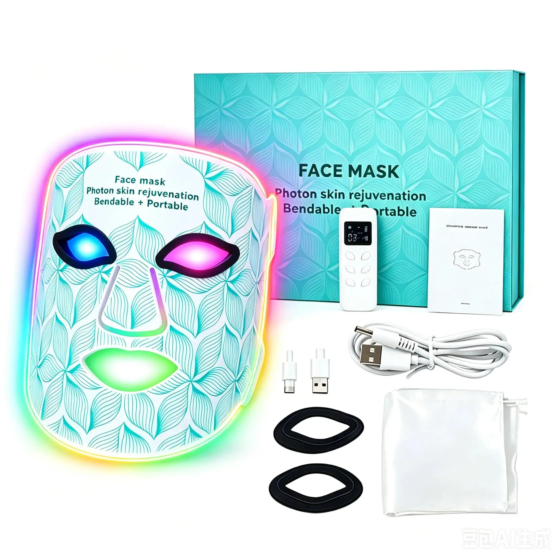 LED Face Mask 8 Colors Portable Red Light Near-infrared Facial Beauty Mask,Red & Blue LED Light Therapy, 3000mAh Rechargeable, for Photon Oil Control Skin Firming Whitening and Anti, at Home and Travel from PriceLows™
