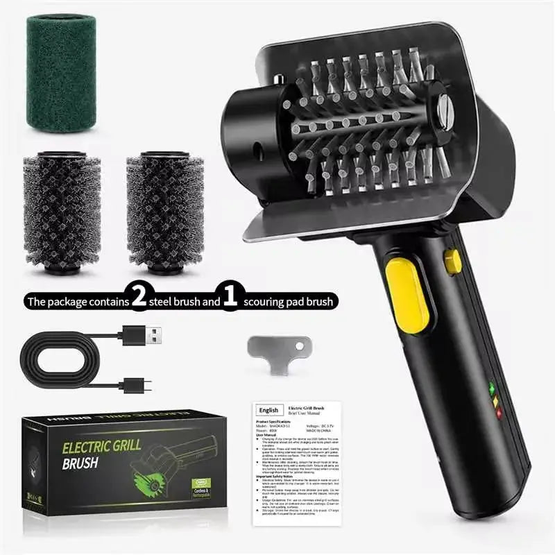 Electric Grill Brush | Rechargeable | 1100 RPM | 304 Stainless Steel