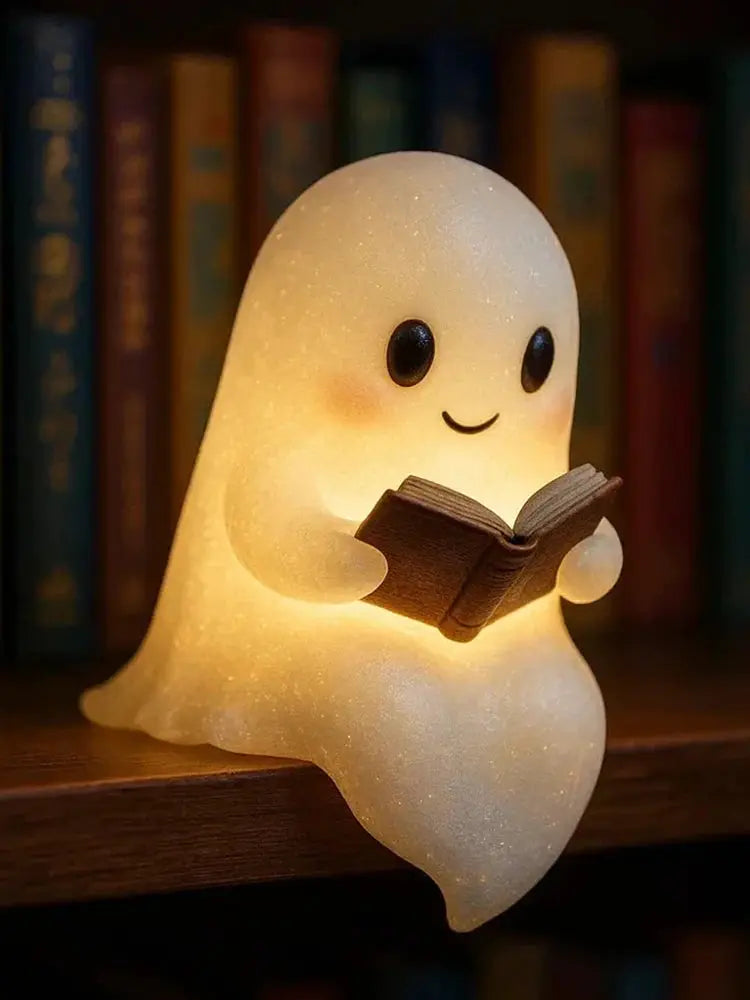 Cute Ghost Reading Book Lamp Halloween Ghost Night Light Halloween Decor for Bedroom Study Room Readers from PriceLows™
