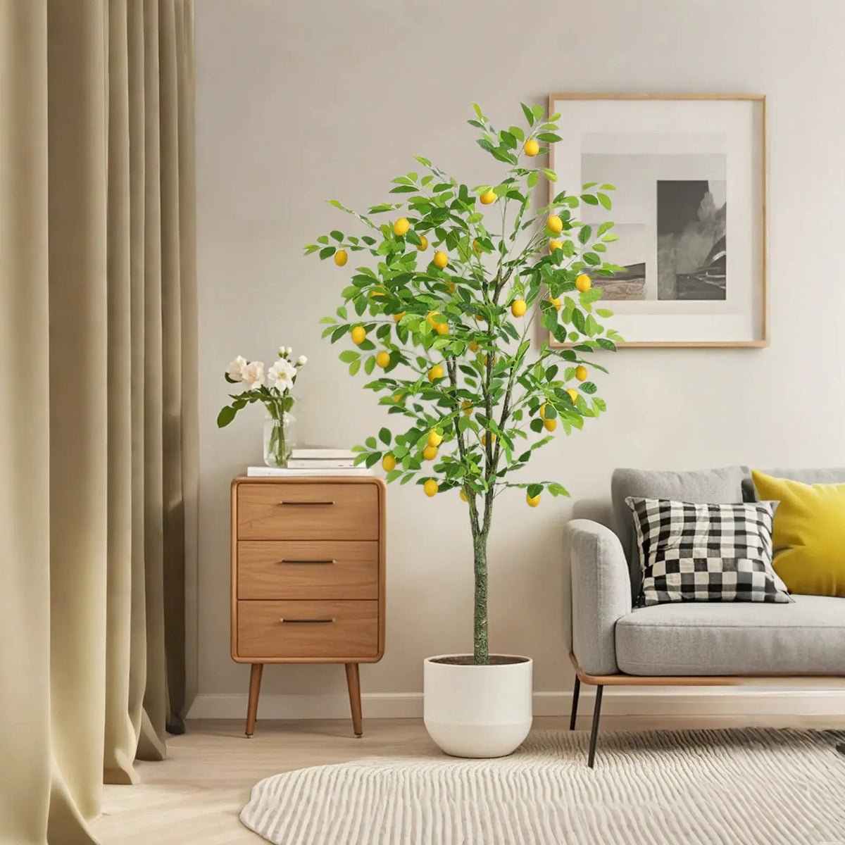 Artificial Lemon Tree | 180 Cm Height | Realistic Indoor Plant | Large Pot