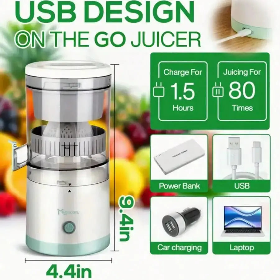 Portable USB Electric Juicer, One-Touch Start - Orange Juicer/Lemon Juicer - Compact Portable Orange, Lemon, And Fruit Blending Cup, Perfect For Vegetable Juices, Fruit Juices, And Smoothies. Travel-Friendly Design Ideal For from PriceLows™