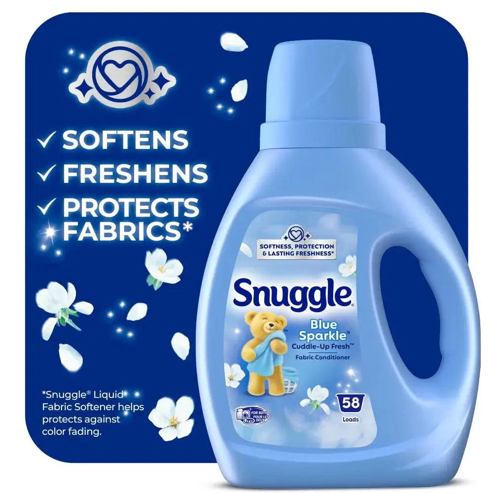 Liquid Fabric Softener | Blue Sparkle Scent | 39.4 Oz | 58 Loads
