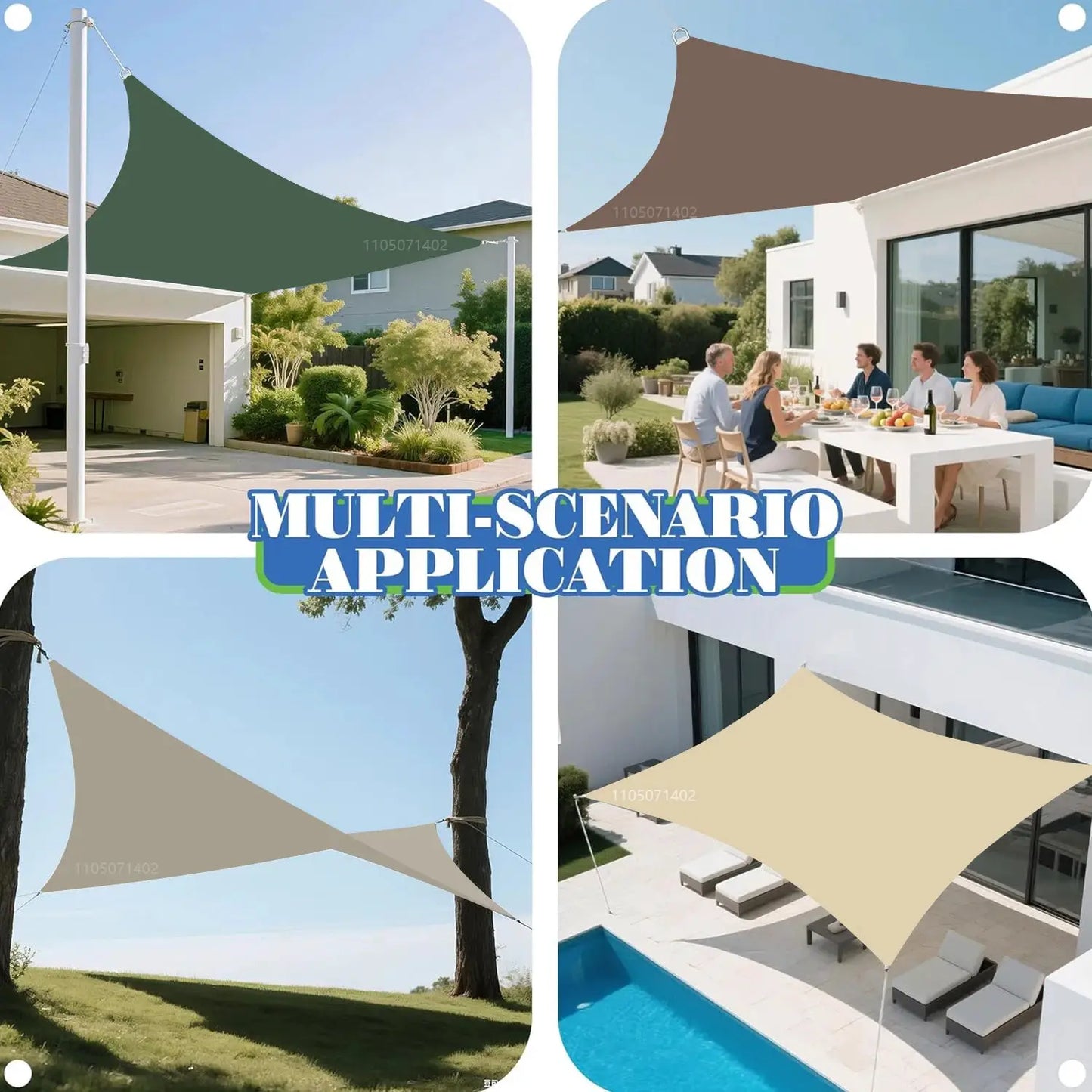 Waterproof Sun Shade Sail | Uv Block | D-Rings | Rectangular