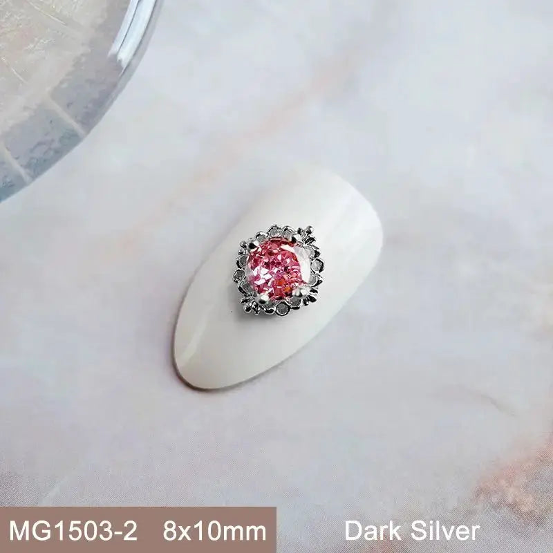 10pcs Pink Black Blue Oval Drop Round Zircon Bright Silver Nails Jewelry Decorations Nail Art Accessories Charms Parts Supplies from PriceLows™