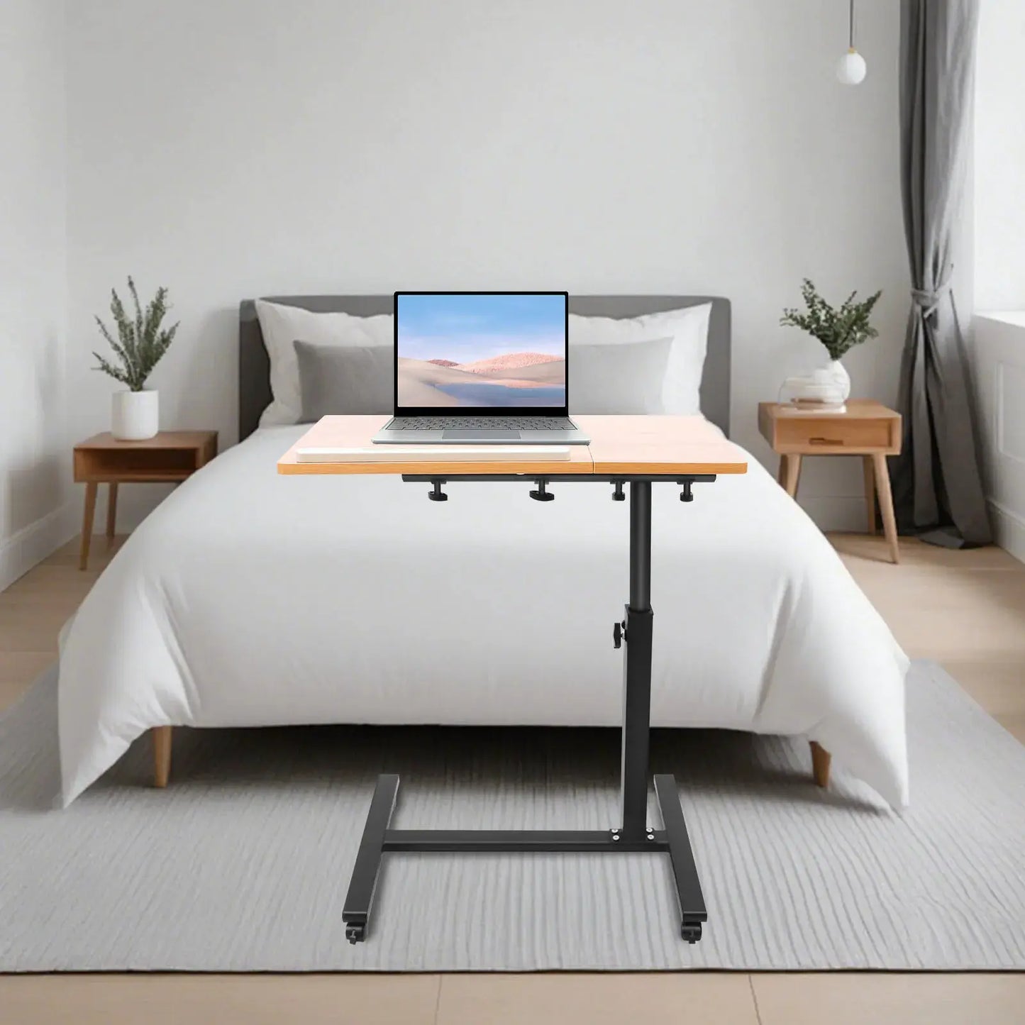 Mobile Standing Computer Desk Rolling Adjustable Height Mobile Workstation W/ Wheels for Standing Desk Laptop Study Home/Office from PriceLows™