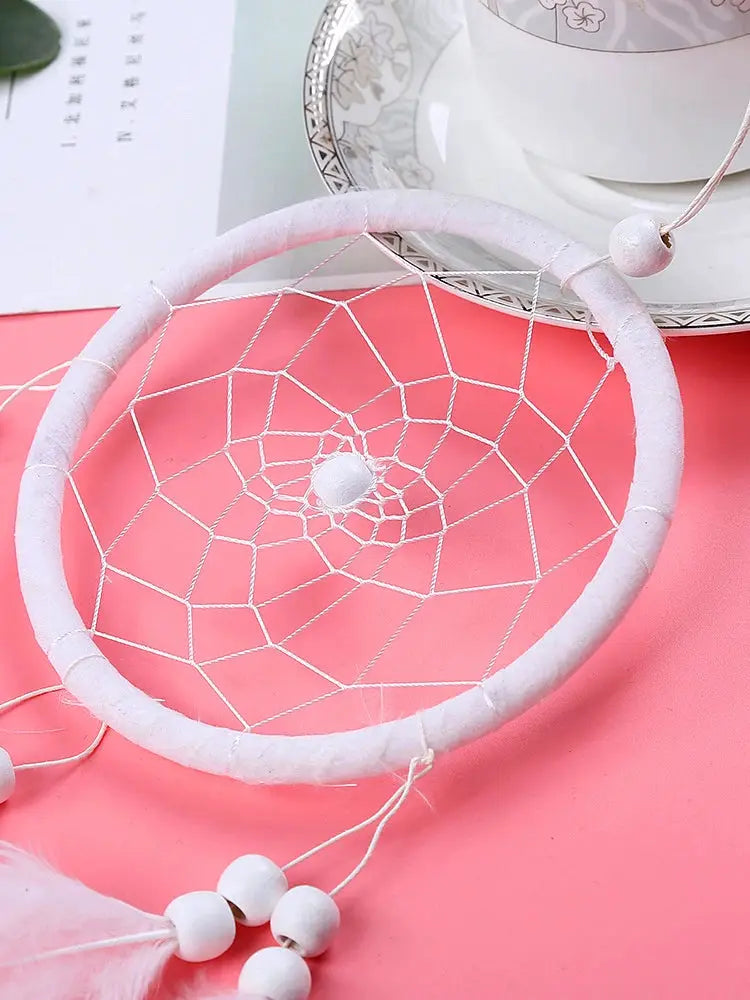 White Dream Catcher Wind Chime Creative Hand-woven Feather Car Pendant Bedroom Garden Outdoor Hanging Ornaments Home Decoration from PriceLows™