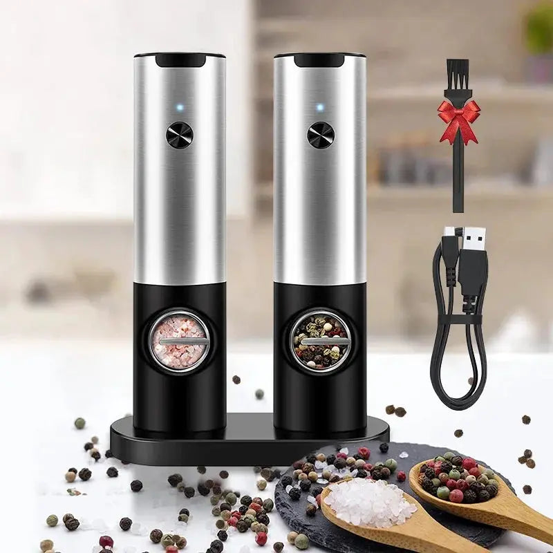 Electric Salt And Pepper Grinder Set | USB Rechargeable | LED Light