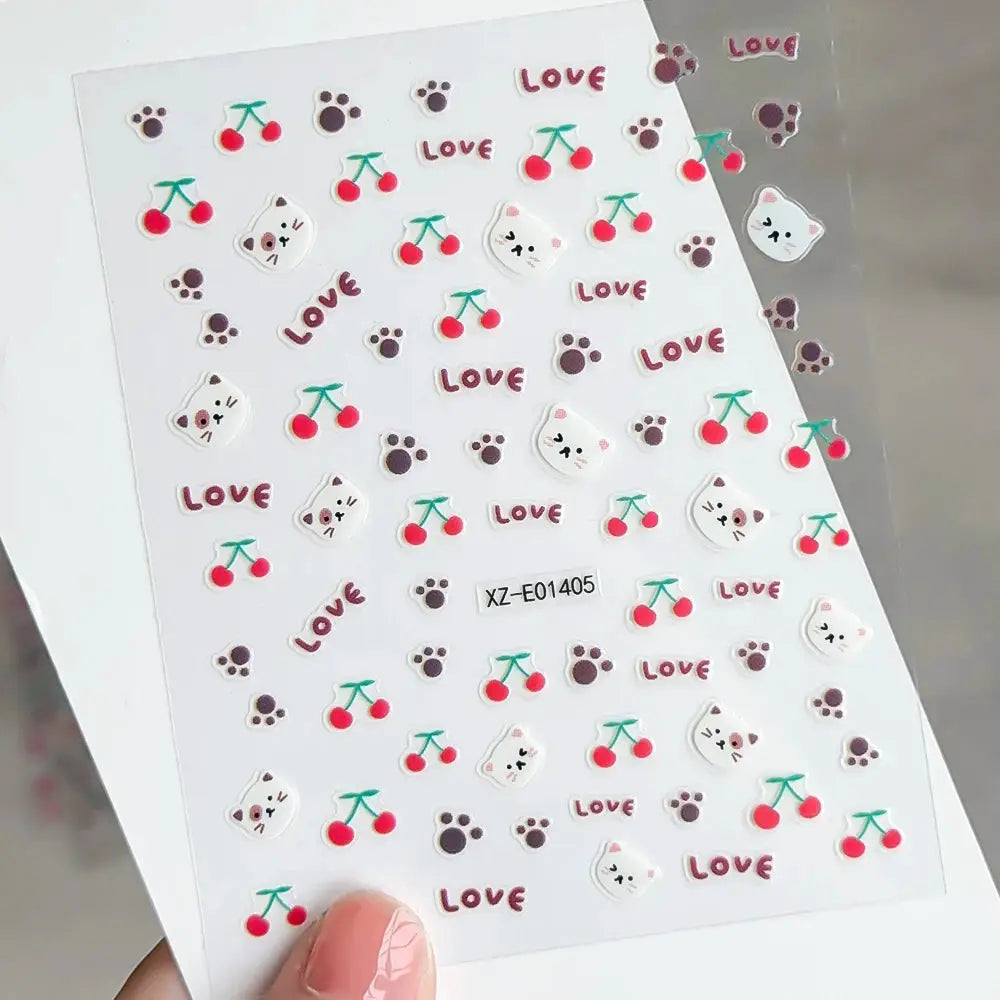 1PC 5D Cartoon Black Cat French Nail Stickers Kawaii Aurora Shell Cat Star Nail Decals 8*10cm Self-Adhesive Manicure Accessories from PriceLows™