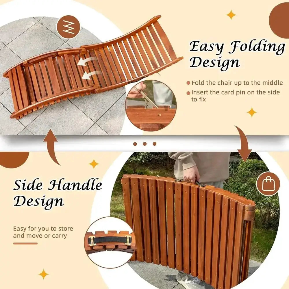 2-Piece Outdoor Acacia Wood Chaise Lounge Set with Side Handle for Sunbathing and Relaxation from PriceLows™