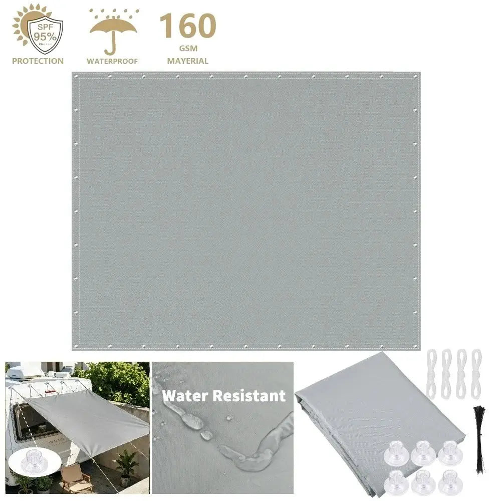 Sun Shade Sail | Waterproof Poly Cotton | UV Block Canopy | Square Rectangle