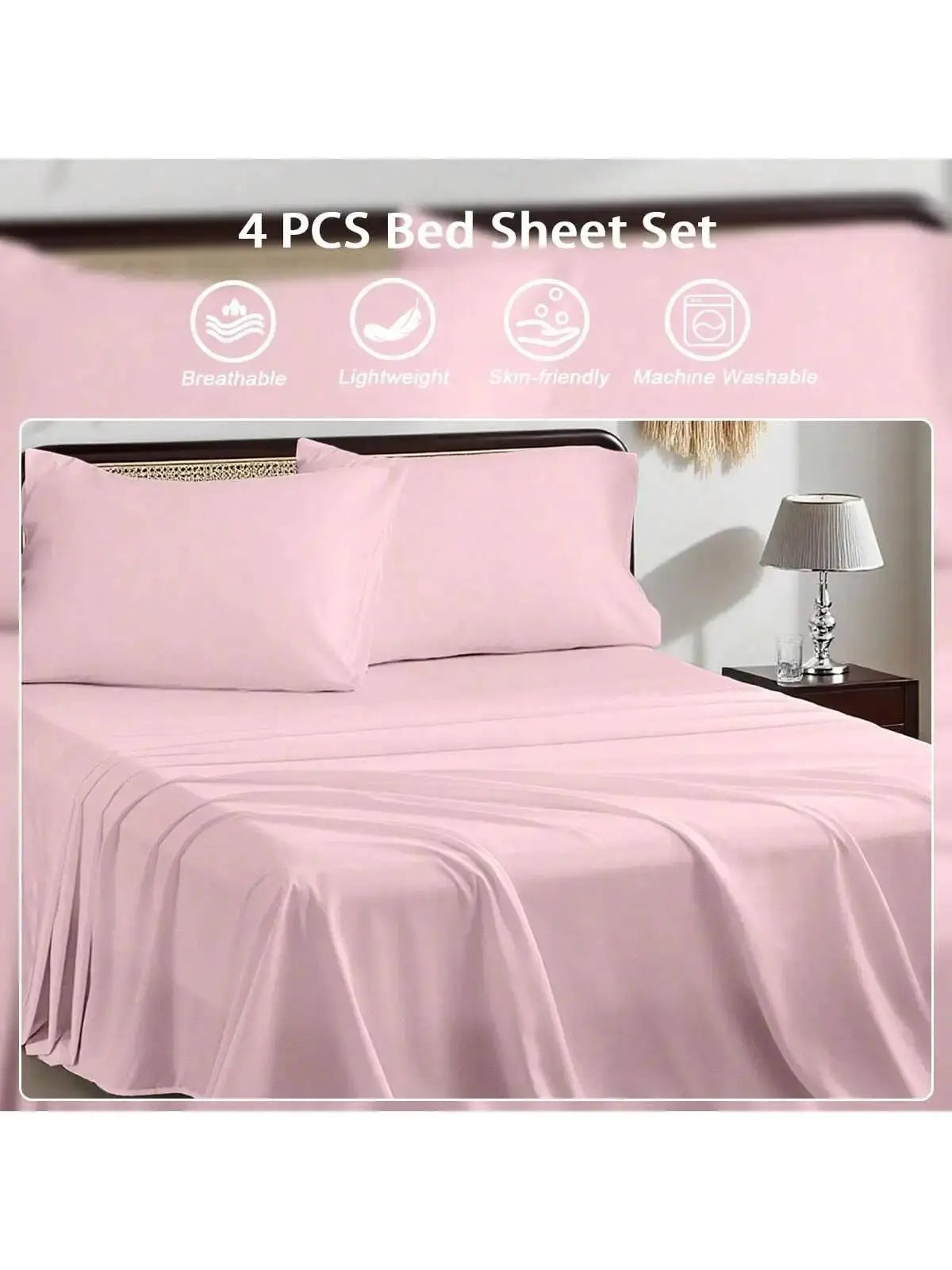 3/4 Piece Bed Sheet Set Soft Breathable Hotel Luxury Summer bedding Twin Flat Fitted Sheet Pillowcase from PriceLows™