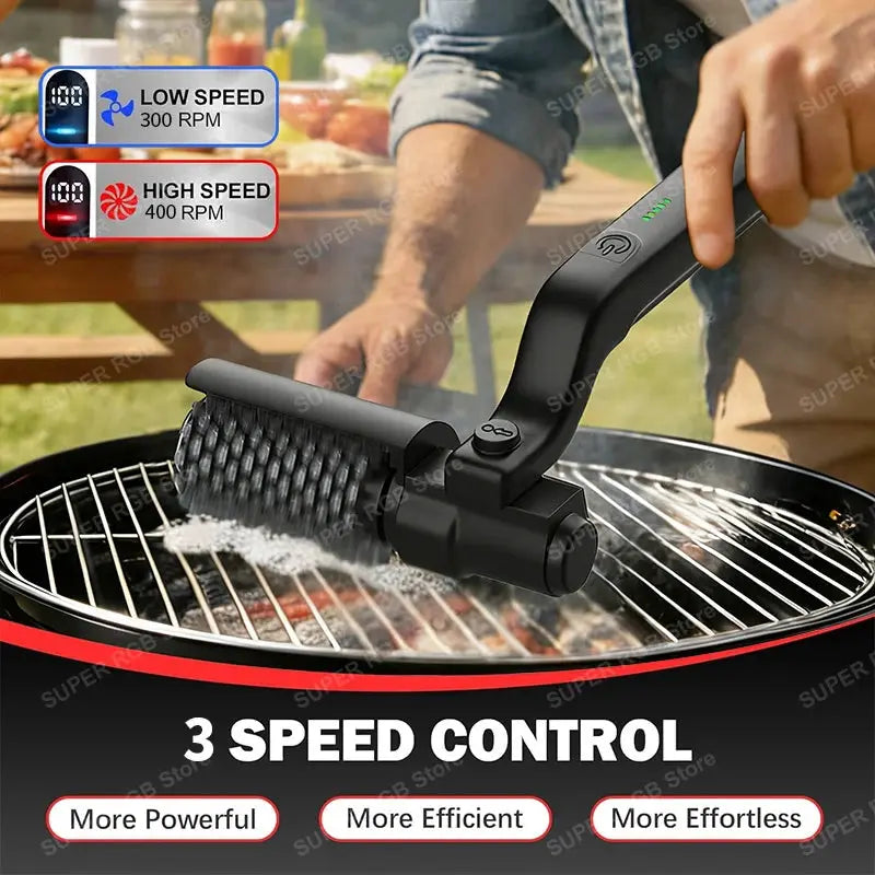 Electric Grill Cleaning Brush | 3 Speed Rotary | Cordless 2600mAh | Adjustable