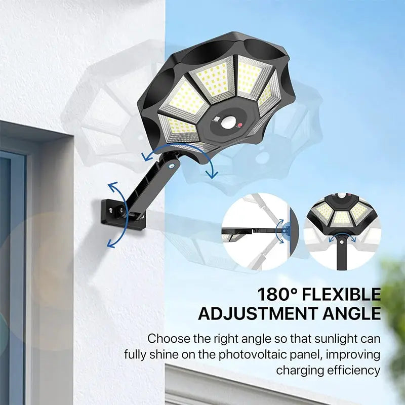 Solar Lights Outdoor 168LED 360° Adjustable Flood Light Dusk to Dawn 8 Sides Solar Outdoor Lights with Motion Sensor IP66 Waterproof Solar Street Lights Outdoor for Yard Pools from PriceLows™