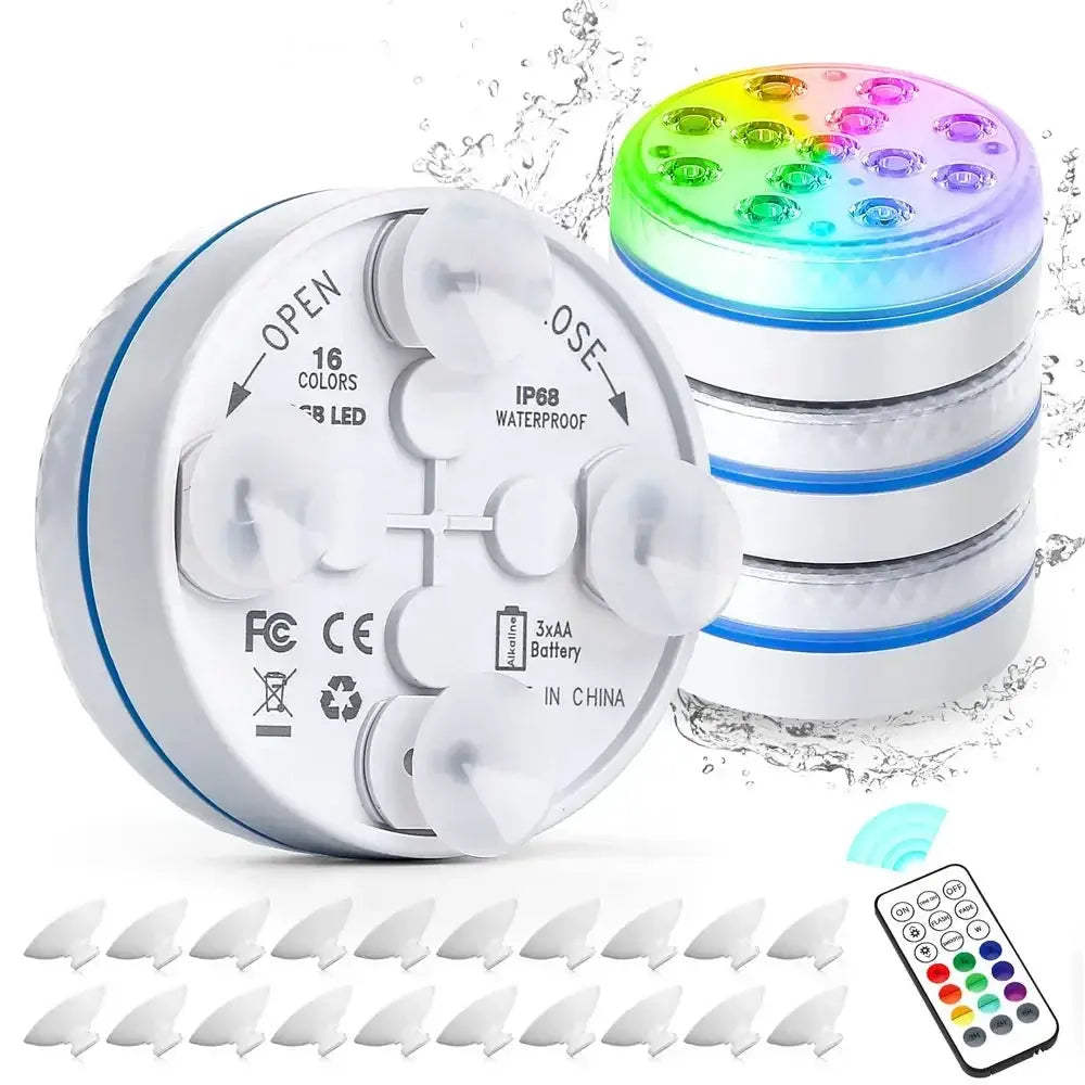 Updated Submersible 13LED Underwater Light with Remote Control Underwater Pool Light IP68 Bright Lamp RGB for Pond/Pool/Aquarium from PriceLows™
