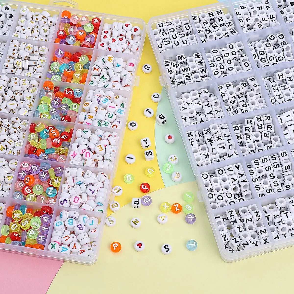 Acrylic Alphabet Beads | 6x6/4x7mm | Heart Shape | DIY Craft Kit
