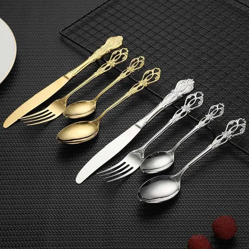 24pcs Cutlery Set Gold Dinnerware Stainless Steel Royal Spoon Forks Knives Kitchen Western Dinner Silverware Tableware Gift from PriceLows™
