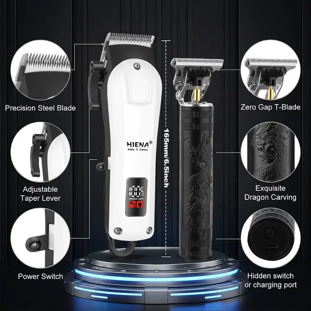 Professional Barber Kit | Cordless Clipper | Stainless Steel Blades | Home Use