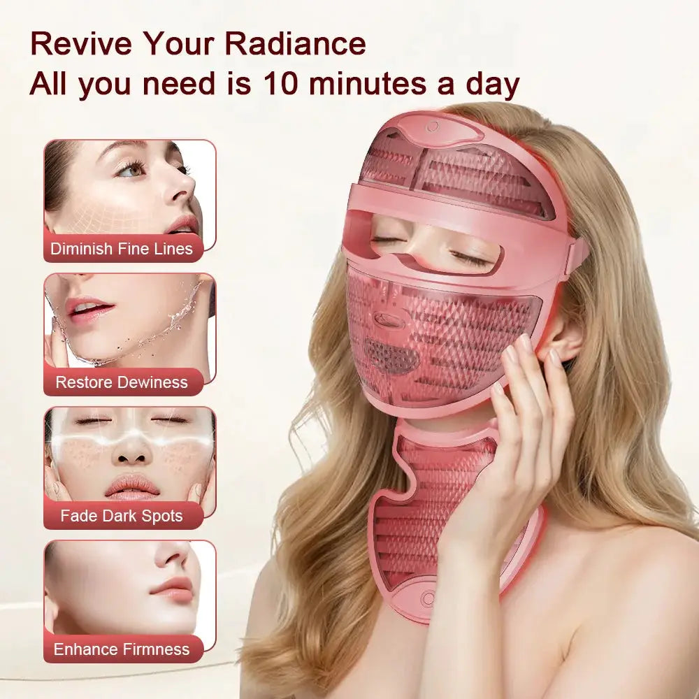 7 Colors Photon Face And Neck LED Mask 3D Facial Beauty Mask Red Light Therapy Skin Care Repair Skin Brightening Wireless Use from PriceLows™