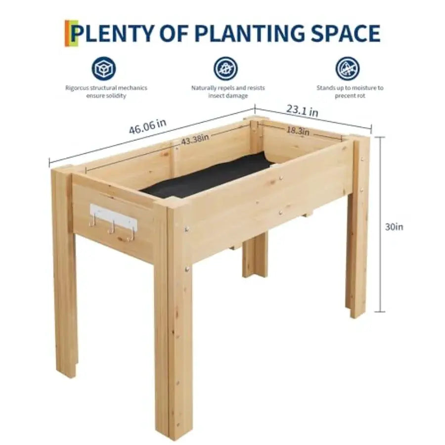47x30x22 Inch Raised Garden Bed with Legs and Hooks Elevated Wood Planter Box Stand 4x2.5x1.8 Ft for Vegetables and Herbs Outdo from PriceLows™