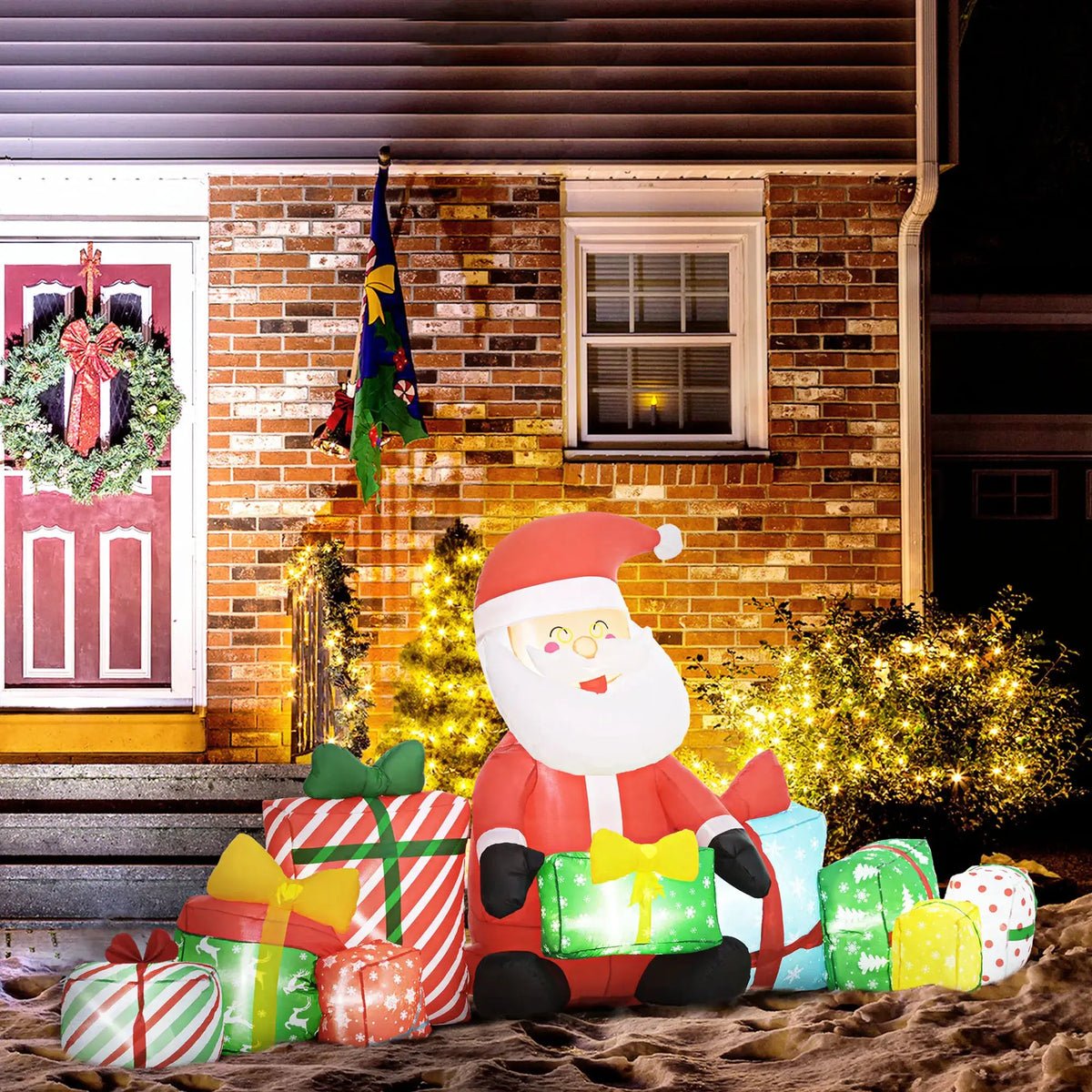 Christmas Inflatable Santa | White LED Lights | Outdoor Lawn Decor | 4 Ft Tall